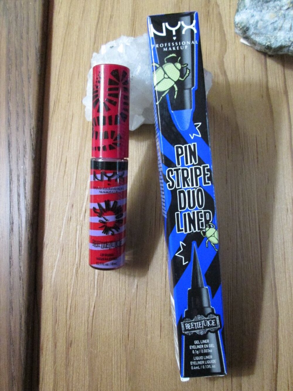 NYX Beetlejuice Bundle: Purple Pinstripe Duo Liner & Sandworm Swirl Lip Gloss 03